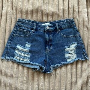 SOLD - Denim Blue Distressed Shorts